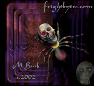 Nobody Can Hear You Scream in Cyberspace. Frightbytes Spider by M. Buck copyright 2002.  Not public domain.